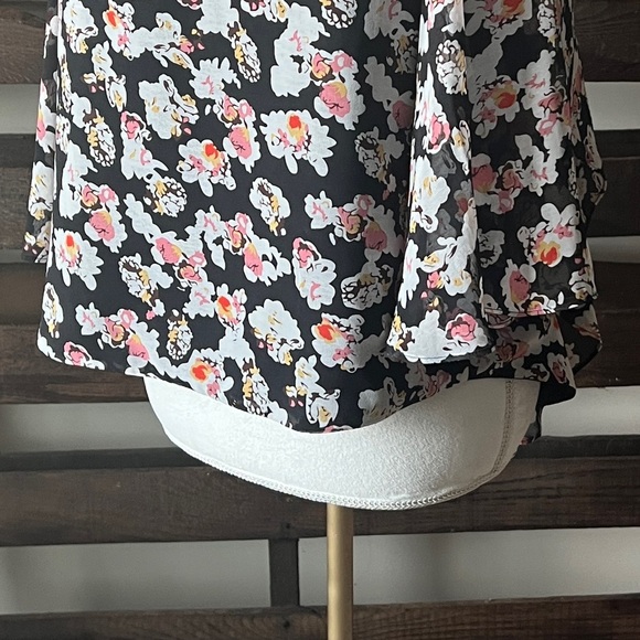 POEMA Open-Front Cardigan in Black/Floral Print LG - Picture 8 of 11